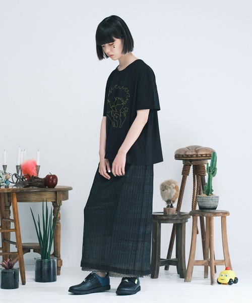 bedsidedrama（ベットサイドドラマ）の「Layerd T One-piece -SPACE CAT-（ワンピース・レディース・ブラック/ホワイト・2/1）」の8枚目の写真