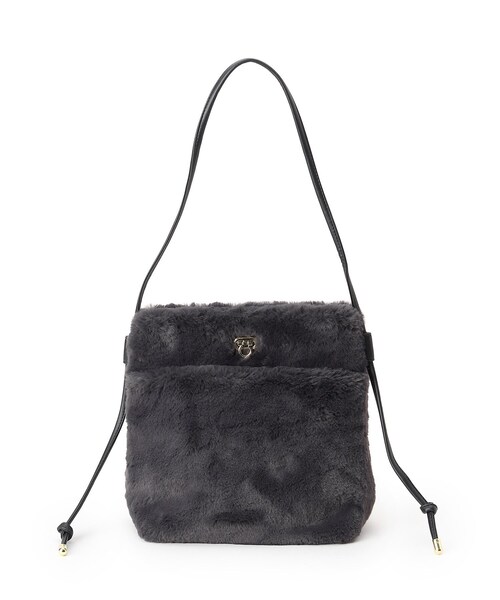 DRESKIP（ドレスキップ）の「◆フェイクファーノットショルダー（ショルダーバッグ・レディース・チャコールグレー/ブラウン系1/アイボリー/アイボリー系/ベージュ・00）」の3枚目の写真