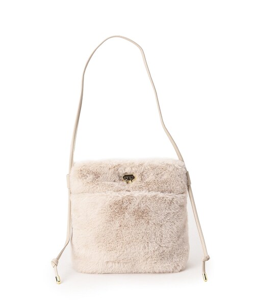 DRESKIP（ドレスキップ）の「◆フェイクファーノットショルダー（ショルダーバッグ・レディース・チャコールグレー/ブラウン系1/アイボリー/アイボリー系/ベージュ・00）」の2枚目の写真