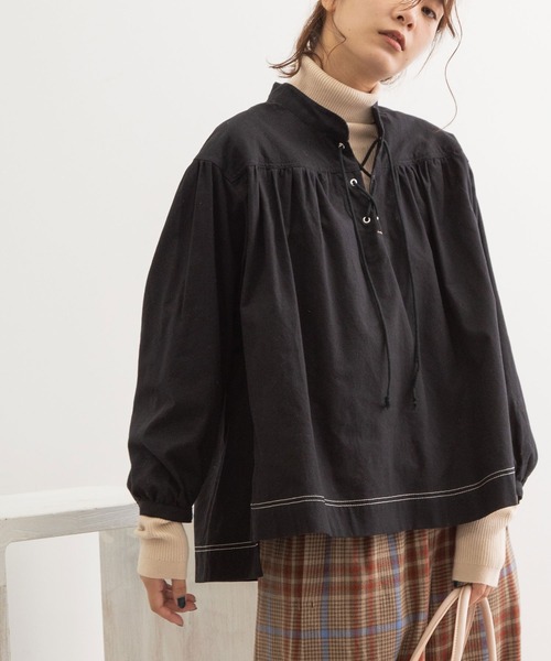 POU DOU DOU（プードゥドゥ）の「マリンブラウス（シャツ/ブラウス・レディース・ブラック/インディゴブルー/キナリ・3）」の3枚目の写真