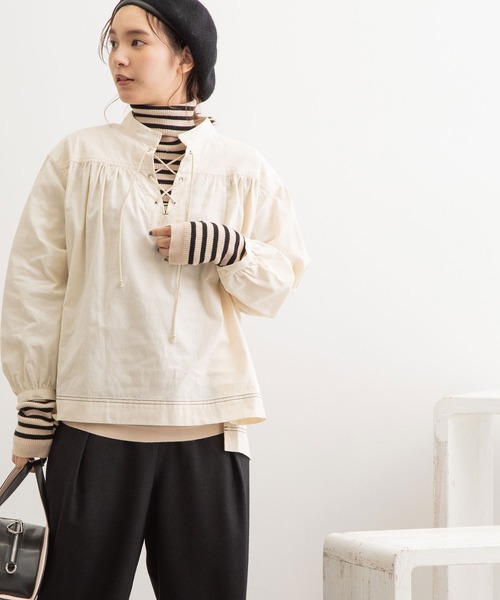 POU DOU DOU（プードゥドゥ）の「マリンブラウス（シャツ/ブラウス・レディース・ブラック/インディゴブルー/キナリ・3）」の5枚目の写真