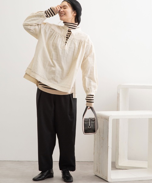 POU DOU DOU（プードゥドゥ）の「マリンブラウス（シャツ/ブラウス・レディース・ブラック/インディゴブルー/キナリ・3）」の11枚目の写真