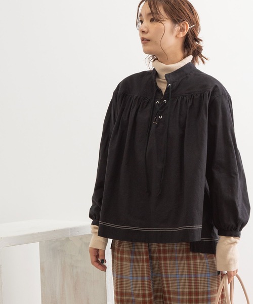 POU DOU DOU（プードゥドゥ）の「マリンブラウス（シャツ/ブラウス・レディース・ブラック/インディゴブルー/キナリ・3）」の14枚目の写真