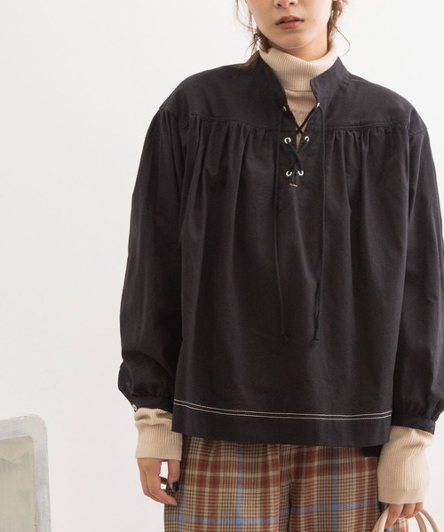 POU DOU DOU（プードゥドゥ）の「マリンブラウス（シャツ/ブラウス・レディース・ブラック/インディゴブルー/キナリ・3）」の17枚目の写真