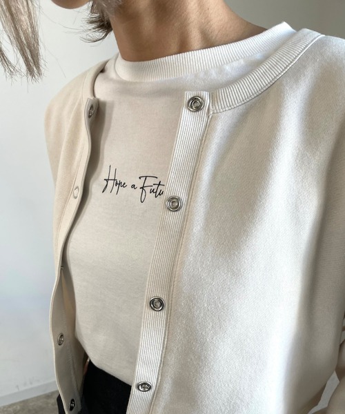 MLI'A(エムリア)の「スナップボタン2WAY裏起毛ショートカーディガン(カーディガン/ボレロ・レディース・ブラック/オートミール/アイボリー/グリーン・M)」の15枚目の写真