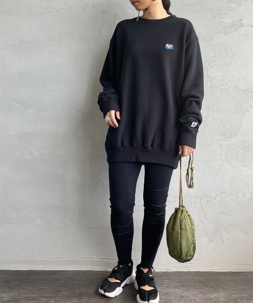 The Endless Summer（エンドレスサマー）の「[THE ENDLESS SUMMER/エンドレスサマー] 別注 BUHIワンポイント刺繍クルーネックスウェット（スウェット・レディース・ブラック/グレー/グリーン/バーガンディー・M/L/XL）」の12枚目の写真