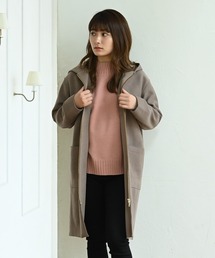 NAVY | 裏リブダブルフェイス TRフーデッドコート(その他アウター)