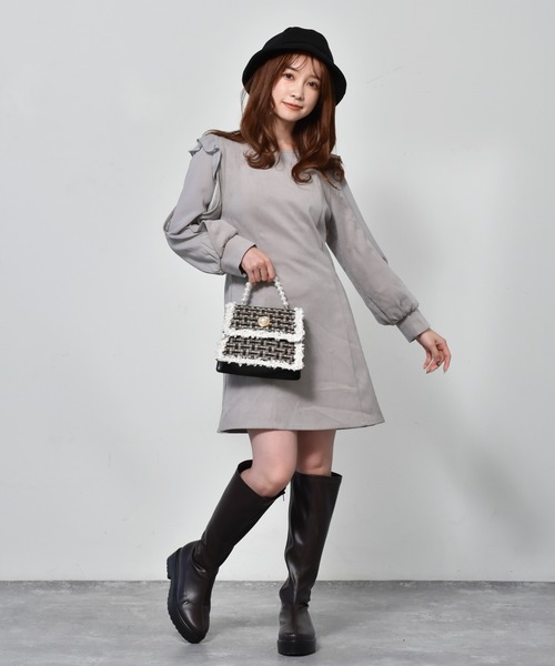 ems excite（エムズエキサイト）の「パールハンドルツイードBAG（ハンドバッグ・レディース・オフホワイト/ブラック/ライトグレー・FREE）」の6枚目の写真