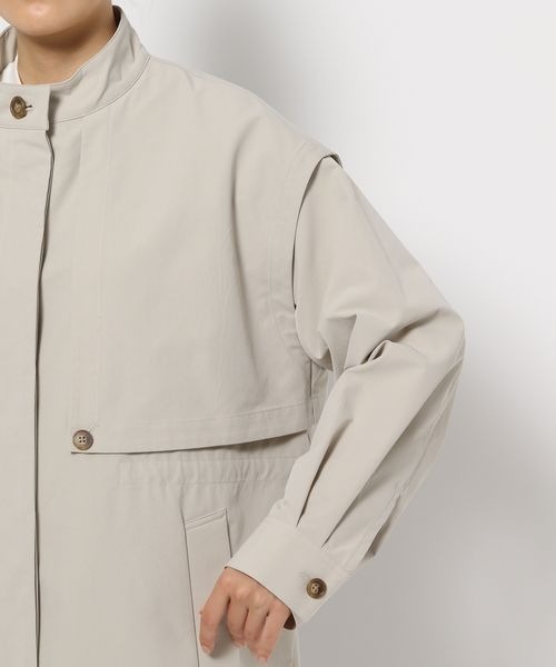 LOWRYS FARM（ローリーズファーム）の「レイヤードフウスタンドコート　261423（ステンカラーコート・レディース・チャコールグレー/グリーン/アイボリー・FREE）」の14枚目の写真