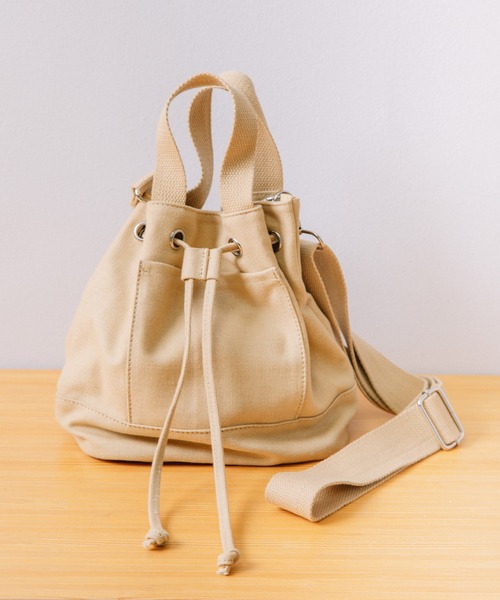 Munich(ミューニック)の「WEB限定 コットンキャンバス 2wayミニバッグ(ショルダーバッグ・レディース・アイボリー/ブラック/ベージュ・FREE)」の1枚目の写真