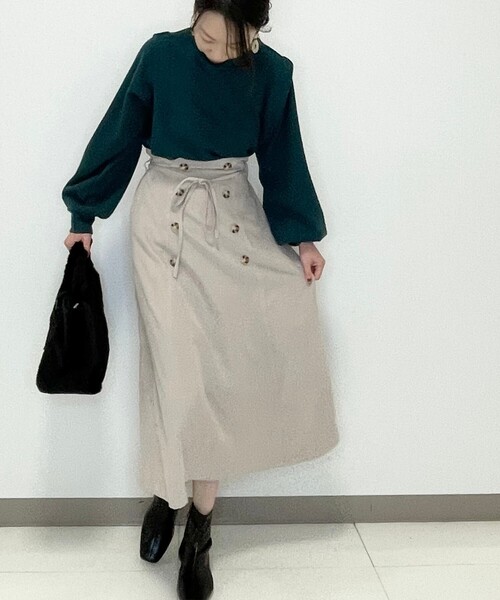 DRESKIP(ドレスキップ)の「◆ハイウエストなフレアスカート(スカート・レディース・ライトグレー/ブラック/グリーン・02/03/04)」の6枚目の写真