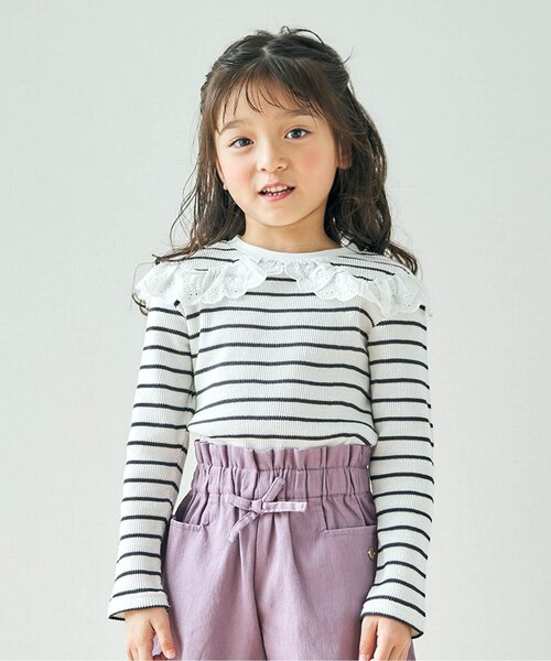 apres les cours(アプレレクール)の「/ビッグカラーTシャツ(Tシャツ/カットソー・キッズ・イエロー/サーモンピンク/その他2/アイボリー/サックスブルー・80/100/140/120/130/110/90)」の5枚目の写真