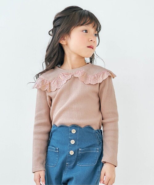 apres les cours(アプレレクール)の「/ビッグカラーTシャツ(Tシャツ/カットソー・キッズ・イエロー/サーモンピンク/その他2/アイボリー/サックスブルー・80/100/140/120/130/110/90)」の4枚目の写真