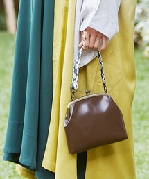 【カヤ】持ち手菊柄がま口ハンドバッグ