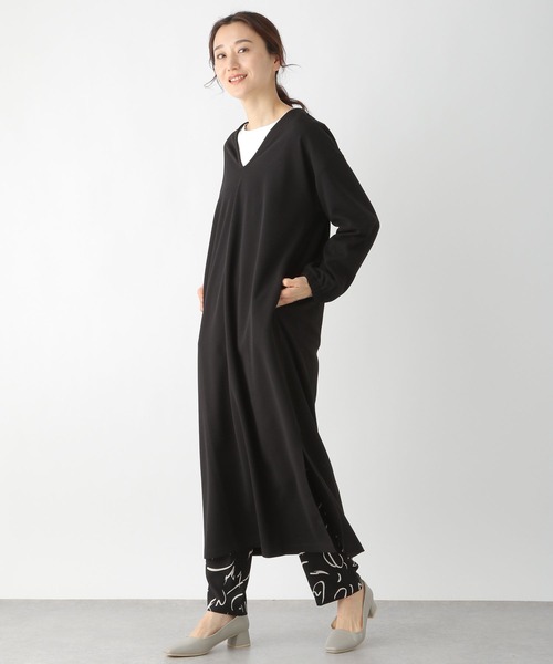 LEPSIM（レプシィム）の「【選べる丈シリーズ】フカVネックカットワンピース　261246（ワンピース・レディース・ライトブルー/ブラック・FREE/TALL）」の5枚目の写真