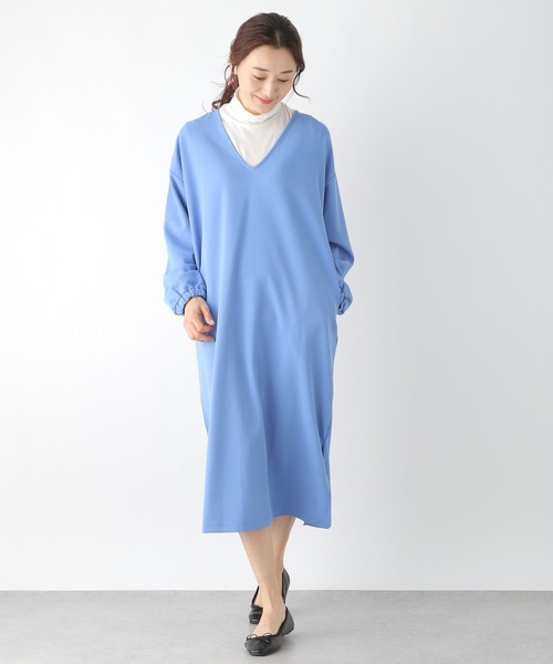 LEPSIM（レプシィム）の「【選べる丈シリーズ】フカVネックカットワンピース　261246（ワンピース・レディース・ライトブルー/ブラック・FREE/TALL）」の6枚目の写真