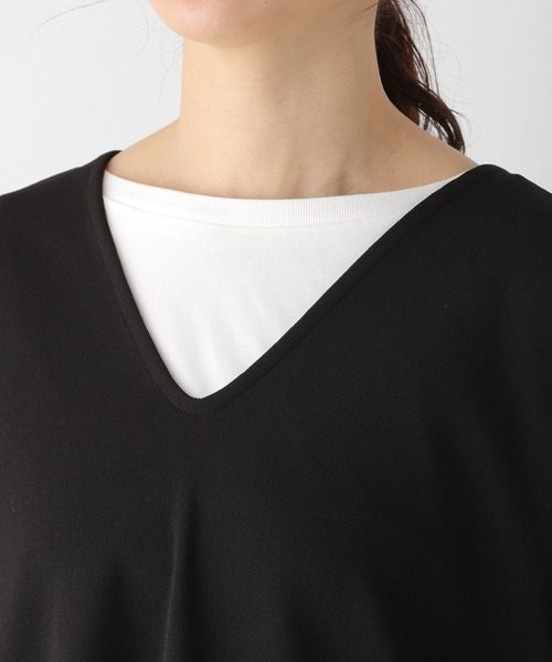 LEPSIM（レプシィム）の「【選べる丈シリーズ】フカVネックカットワンピース　261246（ワンピース・レディース・ライトブルー/ブラック・FREE/TALL）」の10枚目の写真