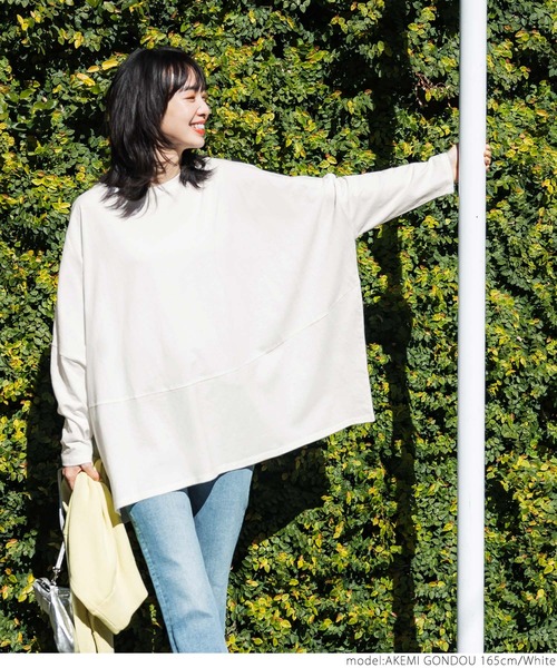 coca（coca）（コカ）の「ドルマンスリーブカットソートップス（Tシャツ/カットソー・レディース・ホワイト/チャコールグレー・ONE SIZE）」の6枚目の写真