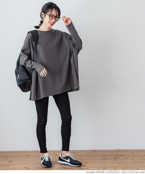 coca（coca）（コカ）の「ドルマンスリーブカットソートップス（Tシャツ/カットソー・レディース・ホワイト/チャコールグレー・ONE SIZE）」の12枚目の写真
