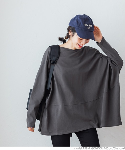 coca（coca）（コカ）の「ドルマンスリーブカットソートップス（Tシャツ/カットソー・レディース・ホワイト/チャコールグレー・ONE SIZE）」の14枚目の写真