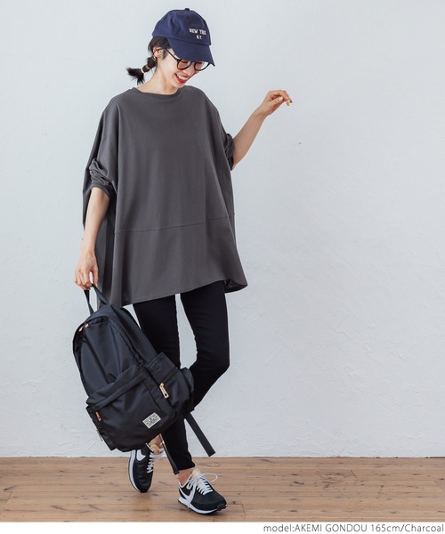coca（coca）（コカ）の「ドルマンスリーブカットソートップス（Tシャツ/カットソー・レディース・ホワイト/チャコールグレー・ONE SIZE）」の15枚目の写真