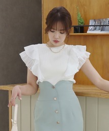 ROYAL PARTY | 異素材ラッフルトップス(ニット/セーター)