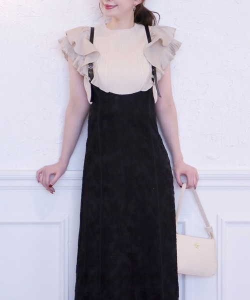 ROYAL PARTY(ロイヤルパーティー)の「異素材ラッフルトップス(ニット/セーター・レディース・ブラック/ベージュ/オフホワイト・FREE)」の15枚目の写真