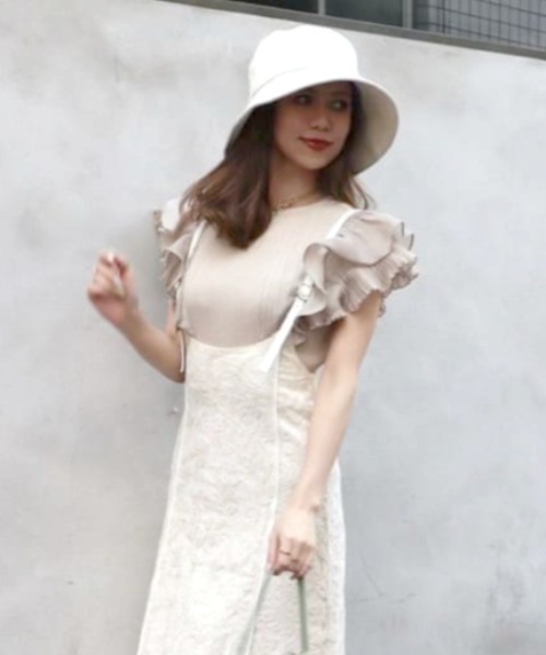 ROYAL PARTY(ロイヤルパーティー)の「異素材ラッフルトップス(ニット/セーター・レディース・ブラック/ベージュ/オフホワイト・FREE)」の20枚目の写真