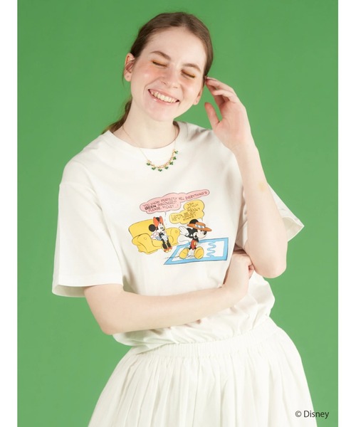 Disney（ディズニー）の「コミックプリント半袖カットプルオーバー/Disney（Tシャツ/カットソー・レディース・オフホワイト/チャコールグレー・FREE）」の2枚目の写真