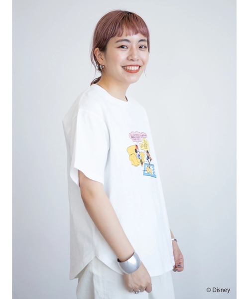 Disney（ディズニー）の「コミックプリント半袖カットプルオーバー/Disney（Tシャツ/カットソー・レディース・オフホワイト/チャコールグレー・FREE）」の9枚目の写真