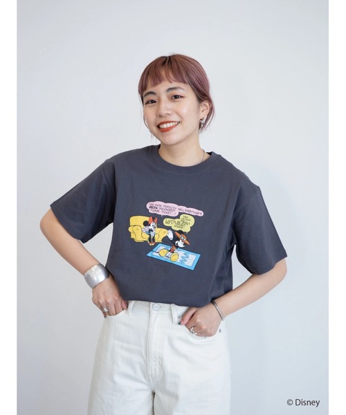 Disney（ディズニー）の「コミックプリント半袖カットプルオーバー/Disney（Tシャツ/カットソー・レディース・オフホワイト/チャコールグレー・FREE）」の12枚目の写真