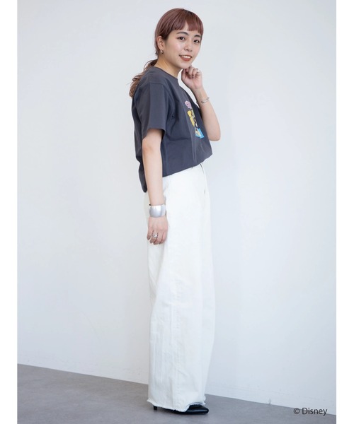 Disney（ディズニー）の「コミックプリント半袖カットプルオーバー/Disney（Tシャツ/カットソー・レディース・オフホワイト/チャコールグレー・FREE）」の18枚目の写真