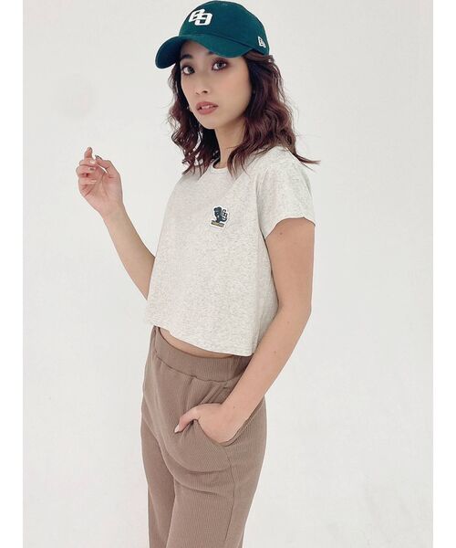 GYDA（ジェイダ）の「TYRANNOS G REX ワッペンショートTシャツ（Tシャツ/カットソー・レディース・チャコールグレー/ライトグレー/パープル/オフホワイト・FREE）」の14枚目の写真