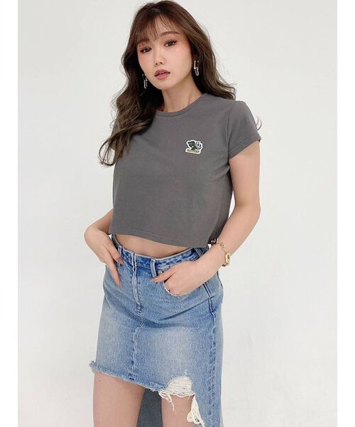 GYDA（ジェイダ）の「TYRANNOS G REX ワッペンショートTシャツ（Tシャツ/カットソー・レディース・チャコールグレー/ライトグレー/パープル/オフホワイト・FREE）」の11枚目の写真