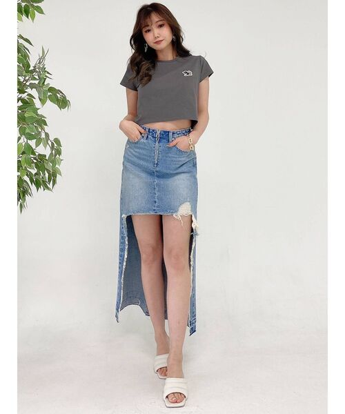 GYDA（ジェイダ）の「TYRANNOS G REX ワッペンショートTシャツ（Tシャツ/カットソー・レディース・チャコールグレー/ライトグレー/パープル/オフホワイト・FREE）」の15枚目の写真