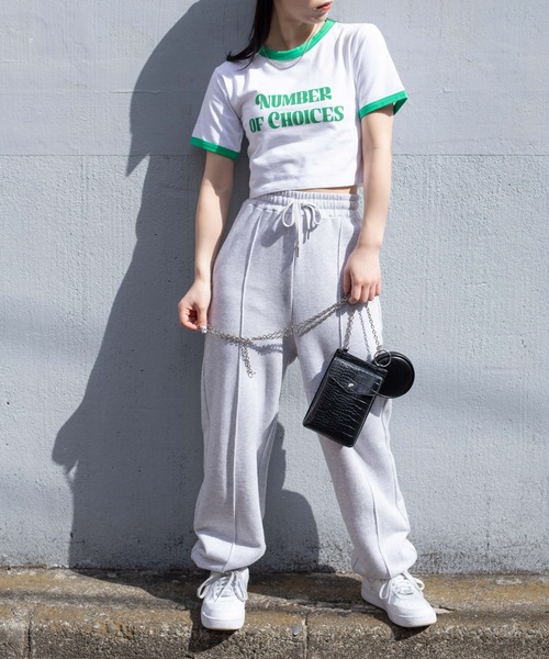 WEGO(ウィゴー)の「WEGO/リンガーチビT(Tシャツ/カットソー・レディース・ブラック/レッド/グリーン・FREE)」の7枚目の写真