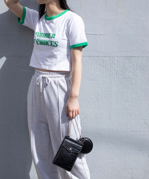 WEGO(ウィゴー)の「WEGO/リンガーチビT(Tシャツ/カットソー・レディース・ブラック/レッド/グリーン・FREE)」の8枚目の写真