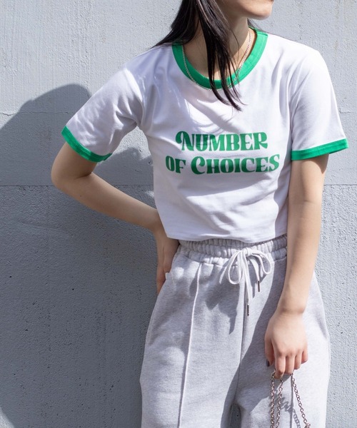 WEGO(ウィゴー)の「WEGO/リンガーチビT(Tシャツ/カットソー・レディース・ブラック/レッド/グリーン・FREE)」の9枚目の写真