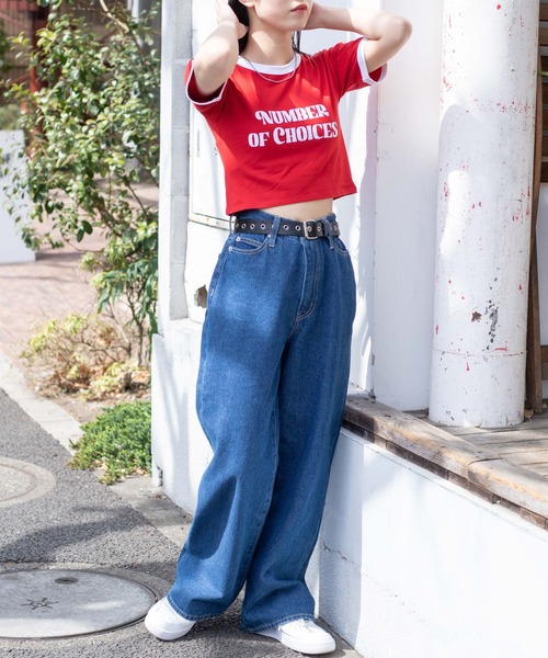 WEGO(ウィゴー)の「WEGO/リンガーチビT(Tシャツ/カットソー・レディース・ブラック/レッド/グリーン・FREE)」の10枚目の写真