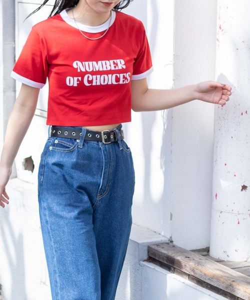 WEGO(ウィゴー)の「WEGO/リンガーチビT(Tシャツ/カットソー・レディース・ブラック/レッド/グリーン・FREE)」の11枚目の写真