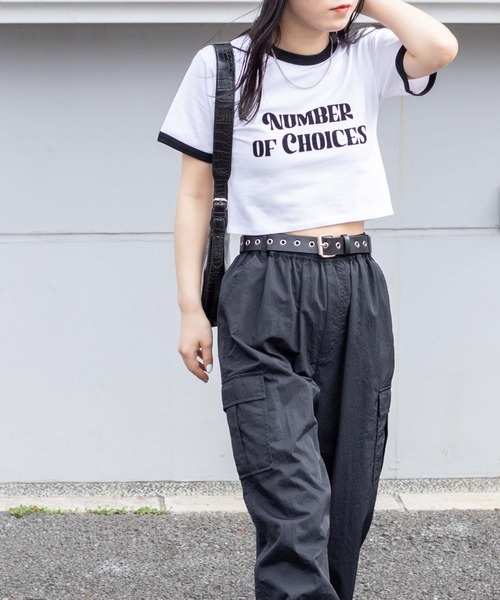 WEGO(ウィゴー)の「WEGO/リンガーチビT(Tシャツ/カットソー・レディース・ブラック/レッド/グリーン・FREE)」の4枚目の写真