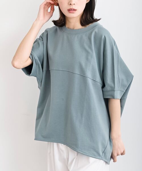 rps(アールピーエス)の「ミニ裏毛ドルマンプルオーバー(Tシャツ/カットソー・レディース・チャコールグレー/サックスブルー/オートミール/ラベンダー/グリーン/オフホワイト/杢グレー/マスタード/ミント・M/フリー)」の6枚目の写真