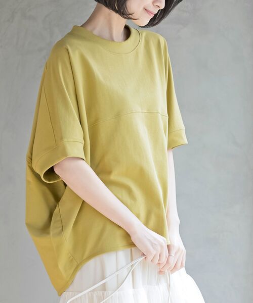 rps(アールピーエス)の「ミニ裏毛ドルマンプルオーバー(Tシャツ/カットソー・レディース・チャコールグレー/サックスブルー/オートミール/ラベンダー/グリーン/オフホワイト/杢グレー/マスタード/ミント・M/フリー)」の9枚目の写真