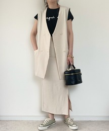 MLI'A | リネンライクノーカラー／ジレ(テーラードジャケット)