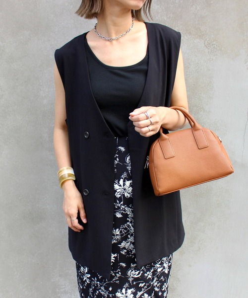 MLI'A（エムリア）の「リネンライクノーカラー／ジレ（テーラードジャケット・レディース・ブラウン/アイボリー/ブラック/イエロー・M）」の3枚目の写真