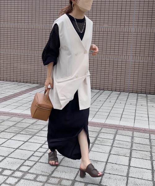 MLI'A（エムリア）の「リネンライクノーカラー／ジレ（テーラードジャケット・レディース・ブラウン/アイボリー/ブラック/イエロー・M）」の15枚目の写真