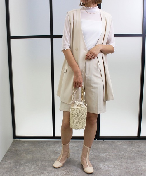 MLI'A（エムリア）の「リネンライクノーカラー／ジレ（テーラードジャケット・レディース・ブラウン/アイボリー/ブラック/イエロー・M）」の10枚目の写真