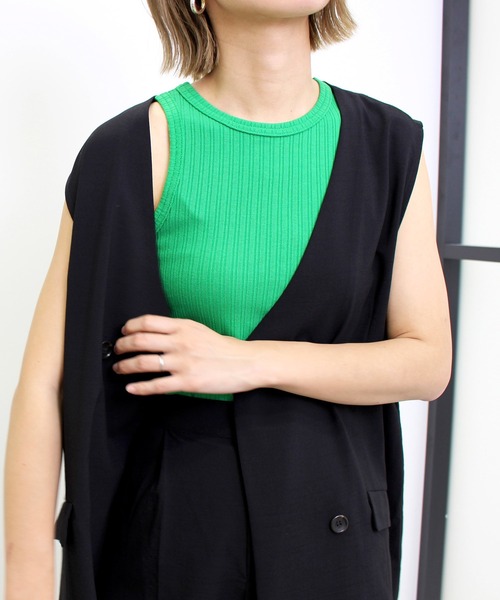 MLI'A（エムリア）の「リネンライクノーカラー／ジレ（テーラードジャケット・レディース・ブラウン/アイボリー/ブラック/イエロー・M）」の6枚目の写真