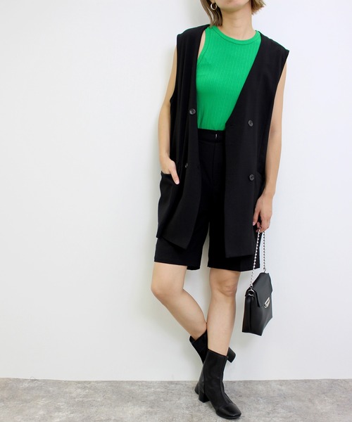 MLI'A（エムリア）の「リネンライクノーカラー／ジレ（テーラードジャケット・レディース・ブラウン/アイボリー/ブラック/イエロー・M）」の5枚目の写真