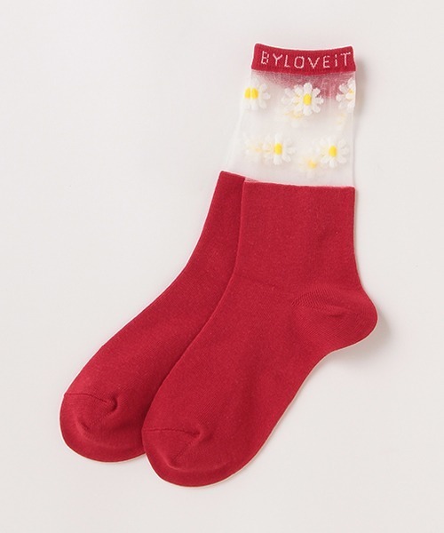 by LOVEiT(バイラビット)の「シアークルー丈ソックス(ソックス/靴下・キッズ・レッド/ブラック/グリーン/オフホワイト・L/M/S/LL)」の4枚目の写真